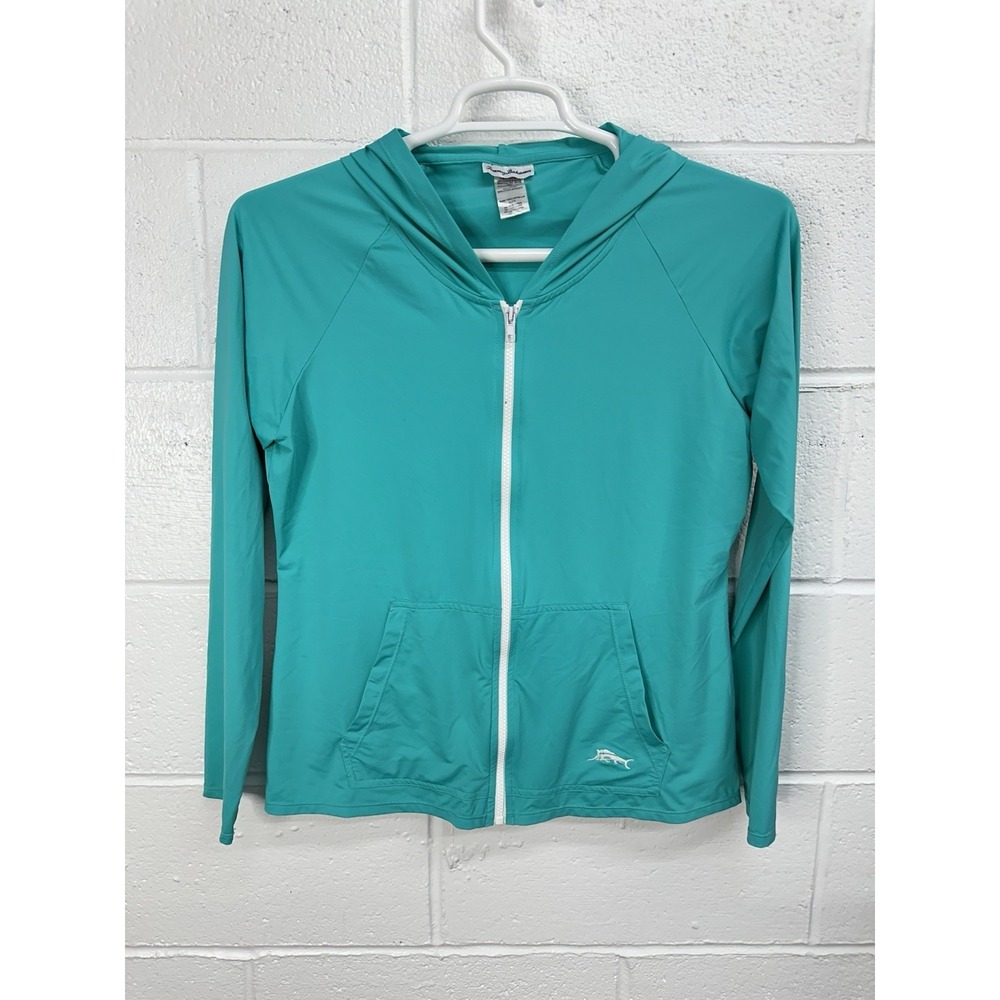 Tommy Bahama Pearl Rash Guard Teal Hooded Zip Pockets / Women's XL‎